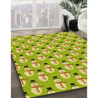 Patterned Dark Yellow Green Rug, pat716yw