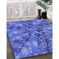 Patterned Sky Blue Rug, pat717blu