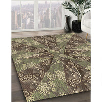 Patterned Dark Brown Rug, pat717brn