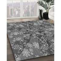 Patterned Dark Gray Rug, pat717gry