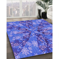 Patterned Sky Blue Rug, pat717pur