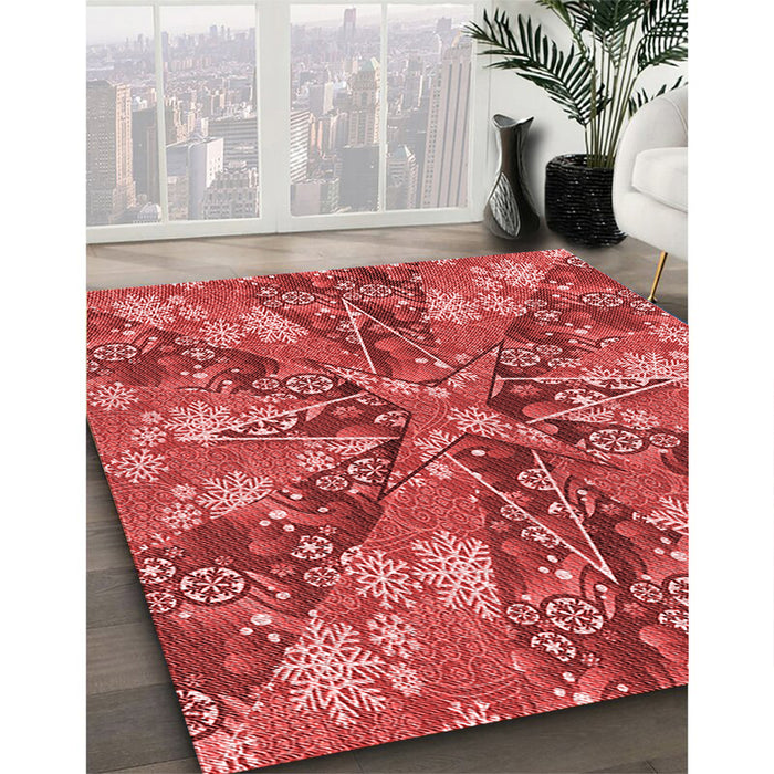 Machine Washable Transitional Red Rug in a Family Room, wshpat717rd