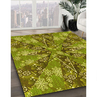 Patterned Dark Bronze Brown Rug, pat717yw