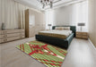 Patterned Saddle Brown Rug in a Bedroom, pat718brn