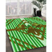 Patterned Green Rug in Family Room, pat718grn