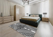 Patterned Dark Gray Rug in a Bedroom, pat718gry