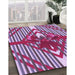 Machine Washable Transitional Burnt Pink Rug in a Family Room, wshpat718pur