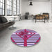 Round Patterned Burnt Pink Rug in a Office, pat718pur