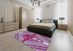Patterned Burnt Pink Rug in a Bedroom, pat718pur