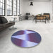 Round Patterned Purple Mimosa Purple Rug in a Office, pat719blu