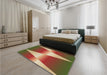 Patterned Tomato Red Rug in a Bedroom, pat719brn