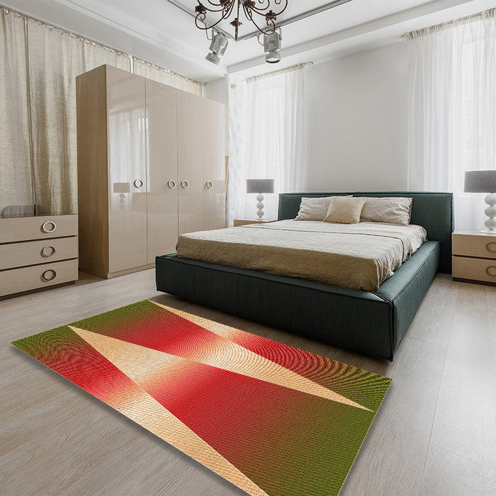 Patterned Bronze Brown Rug in a Bedroom, pat719org