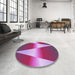 Round Patterned Lilac Purple Rug in a Office, pat719pur