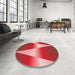 Round Patterned Red Rug in a Office, pat719rd