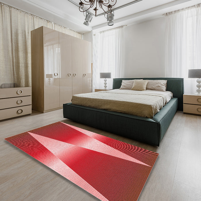 Patterned Red Rug in a Bedroom, pat719rd