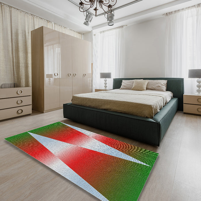 Patterned Green Novelty Rug in a Bedroom, pat719