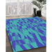 Patterned Bright Turquoise Blue Novelty Rug in Family Room, pat71