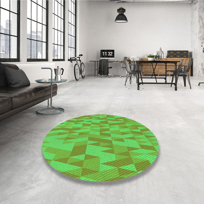 Patterned Neon Green Rug in a Kitchen, pat72grn