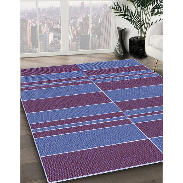 Patterned Purple Rug in Family Room, pat720blu