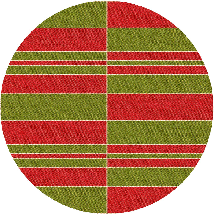 Square Patterned Dark Yellow Green Rug, pat720org