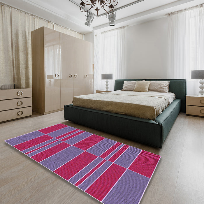 Patterned Medium Purple Rug in a Bedroom, pat720pur