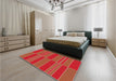 Patterned Bright Orange Rug in a Bedroom, pat720rd
