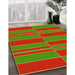 Patterned Neon Red Rug in Family Room, pat720yw