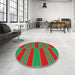 Round Machine Washable Transitional Red Rug in a Office, wshpat720