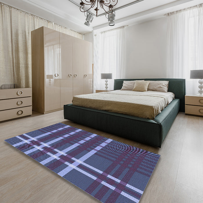 Patterned Periwinkle Purple Rug in a Bedroom, pat721blu