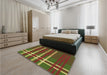 Patterned Tomato Red Rug in a Bedroom, pat721brn