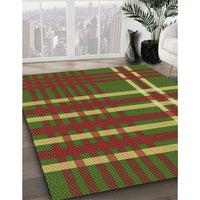 Patterned Tomato Red Rug, pat721brn