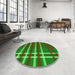 Round Patterned Army Green Rug in a Office, pat721grn