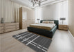 Patterned Gray Rug in a Bedroom, pat721gry
