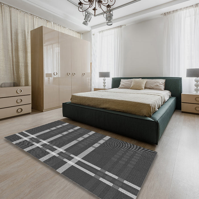 Patterned Gray Rug in a Bedroom, pat721gry