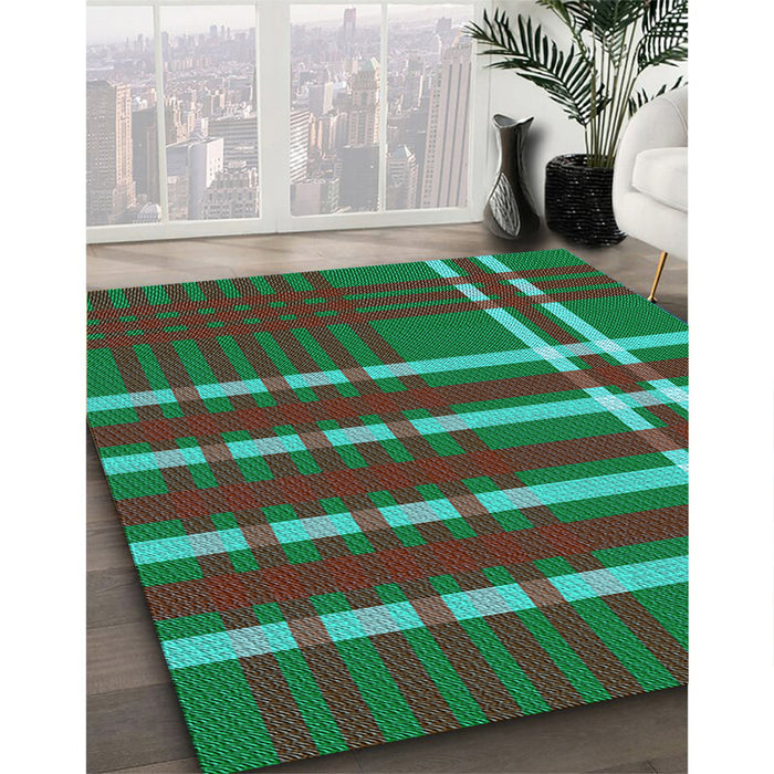 Machine Washable Transitional Jade Green Rug in a Family Room, wshpat721lblu