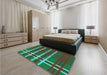 Patterned Jade Green Rug in a Bedroom, pat721lblu