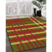 Patterned Dark Yellow Green Rug in Family Room, pat721org