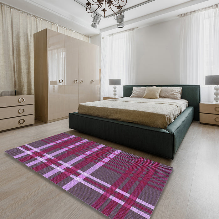 Patterned Orchid Purple Rug in a Bedroom, pat721pur