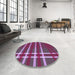 Round Patterned Orchid Purple Rug in a Office, pat721pur
