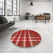 Round Patterned Orange Rug in a Office, pat721rd