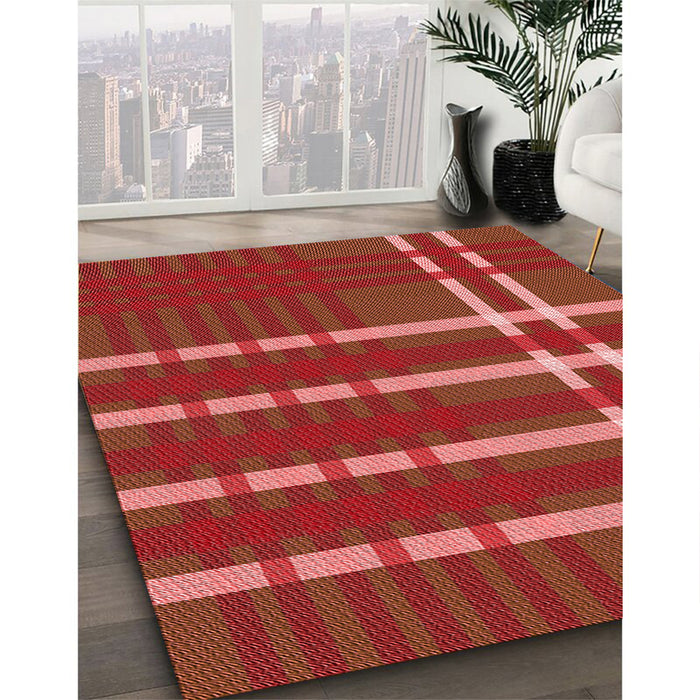 Patterned Orange Rug in Family Room, pat721rd