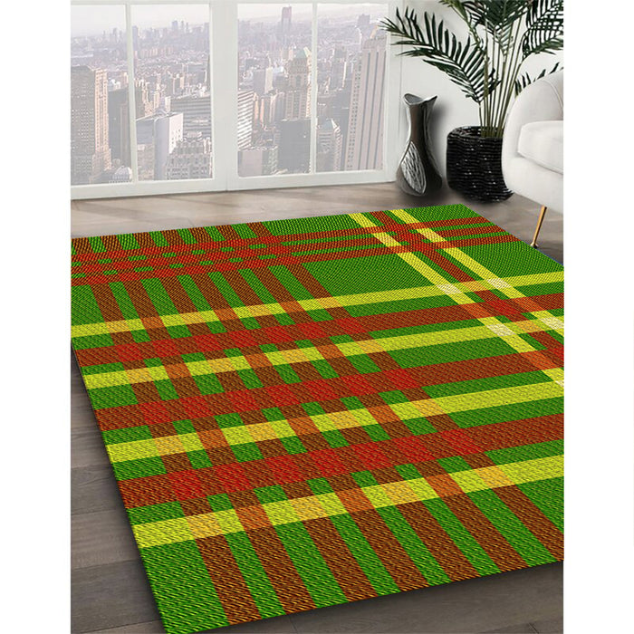 Patterned Tomato Red Rug in Family Room, pat721yw