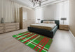 Patterned Red Novelty Rug in a Bedroom, pat721