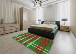 Patterned Red Novelty Rug in a Bedroom, pat721