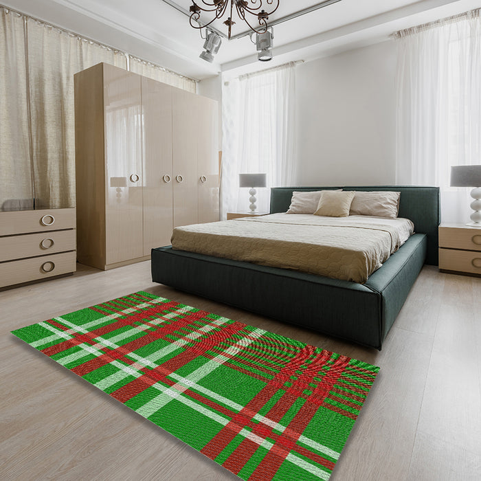Patterned Red Novelty Rug in a Bedroom, pat721