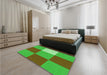 Patterned Neon Green Rug in a Bedroom, pat722grn