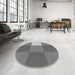 Round Patterned Carbon Gray Rug in a Office, pat722gry