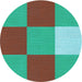 Square Patterned Dark Turquoise Green Rug, pat722lblu