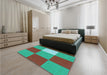 Patterned Dark Turquoise Green Rug in a Bedroom, pat722lblu