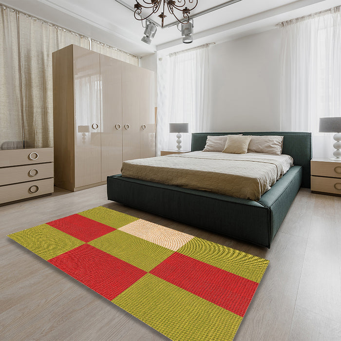 Patterned Red Rug in a Bedroom, pat722org